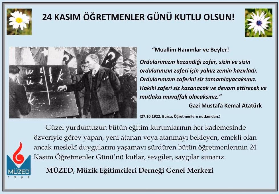 24 KASIM ÖĞRETMENLER GÜNÜ KUTLU OLSUN!